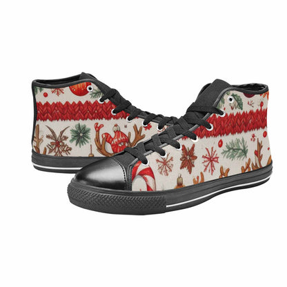 WOMEN'S Christmas Holly Snowflake High Top Canvas Dreamcore Sneakers
