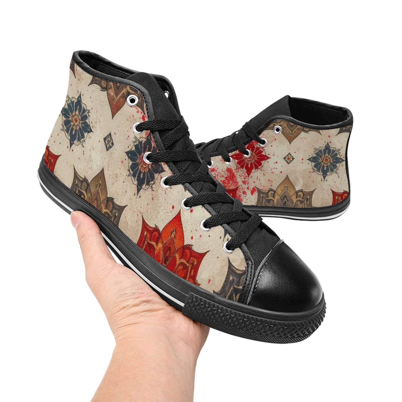 WOMEN'S Mandala High Top Canvas Vibrant Chaos Sneakers