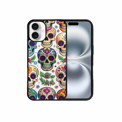 iPhone 16 Plus Case — Vibrant Skull Seamless, Custom Art Phone Cover