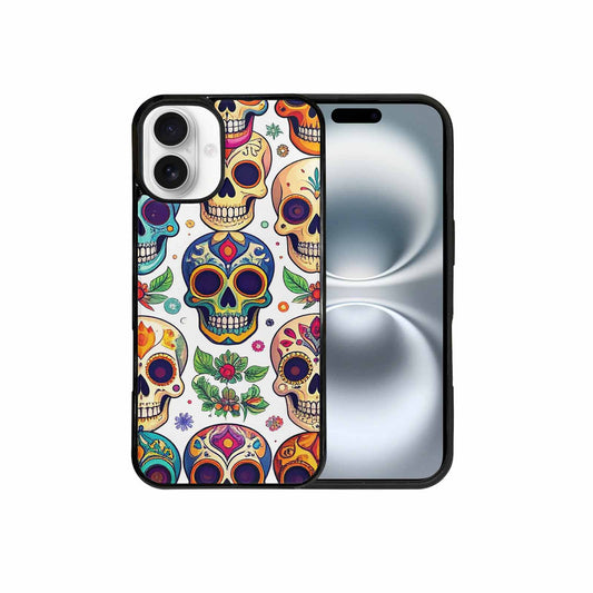 iPhone 16 Plus Case — Vibrant Skull Seamless, Custom Art Phone Cover