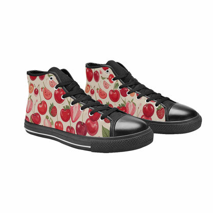 MEN'S Cherry Fruit Print High Top Canvas Aesthetic Sneakers