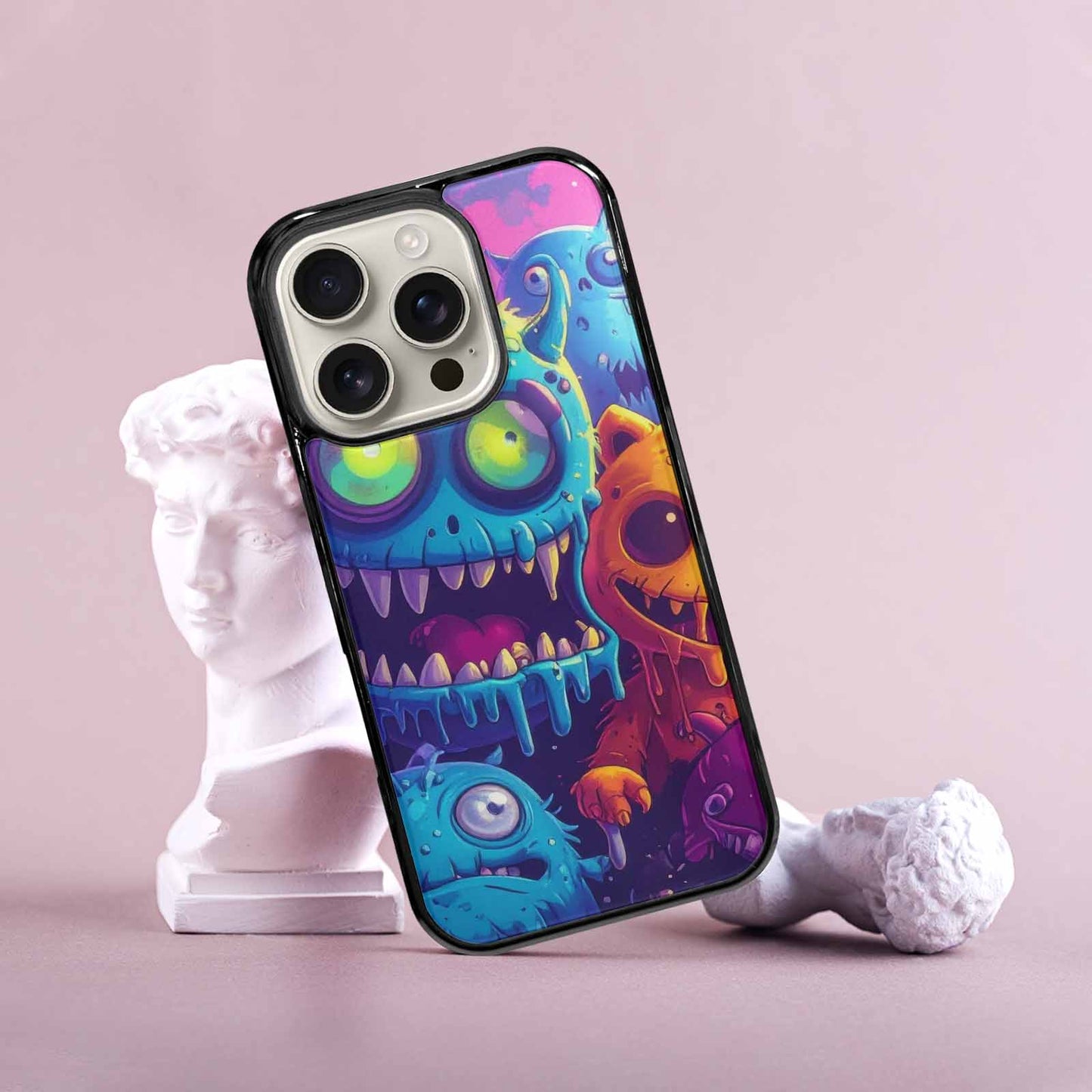 iPhone 16 Pro Case — Overlapping Endlessly No Empty Space Monsters, Personalized Phone Case