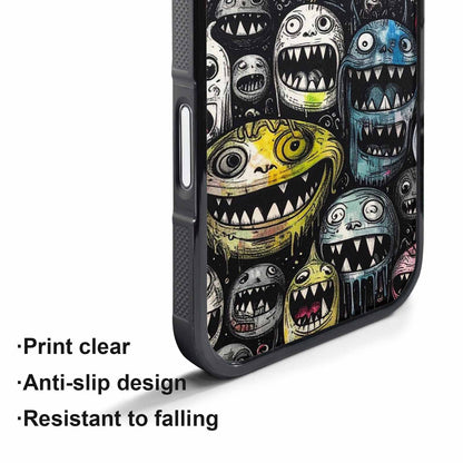 iPhone 17 Pro Case — Black Ink Linework Creature Pattern Original, Unique Phone Case Design