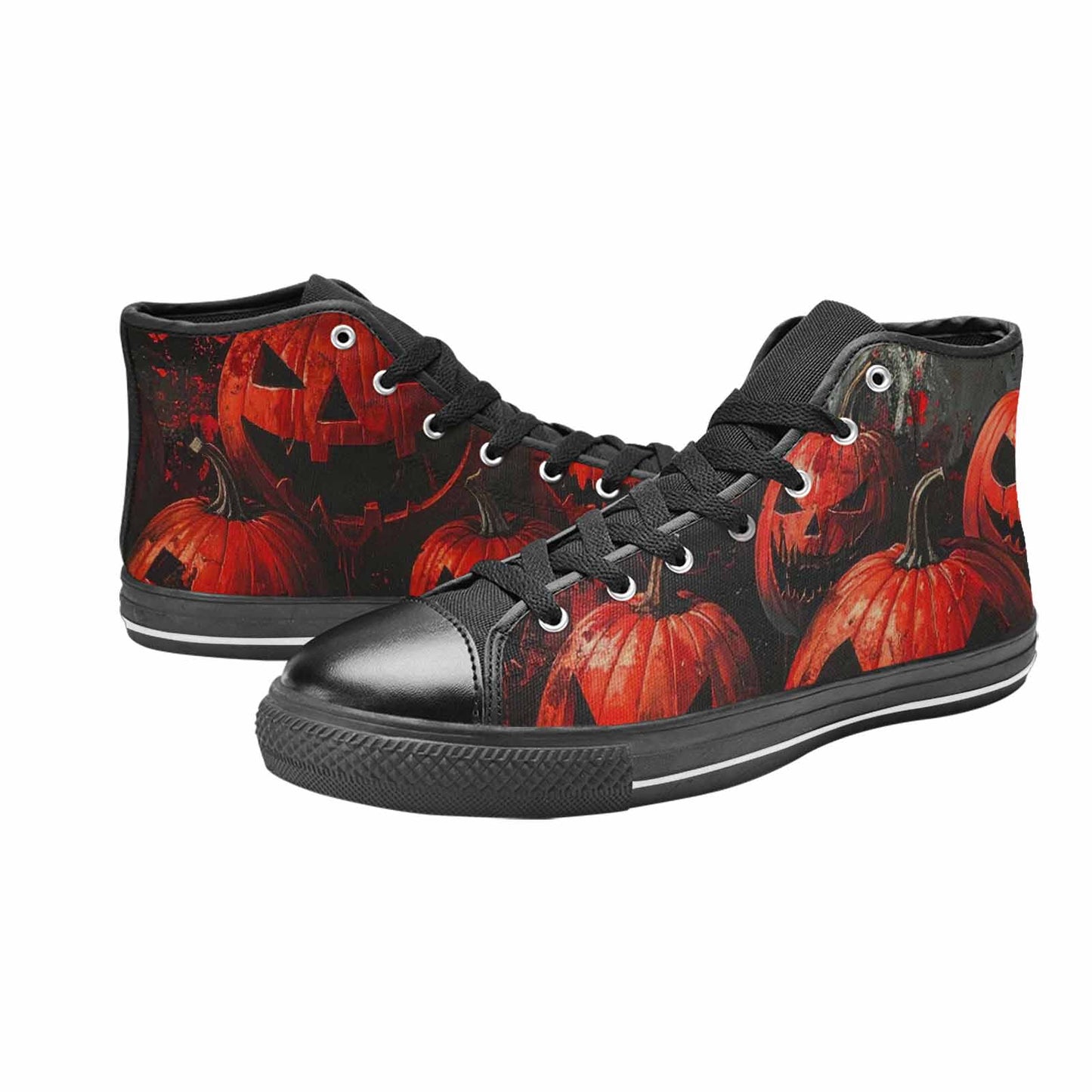 MEN'S Bloody Pumpkin Face High Top Canvas Vibrant Chaos Custom Shoes