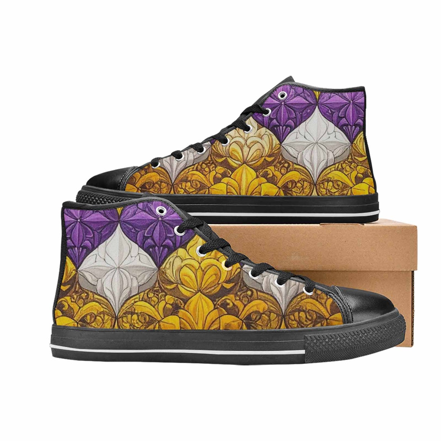 MEN'S Nonbinary Flag Color High Top Canvas Dreamcore Sneakers