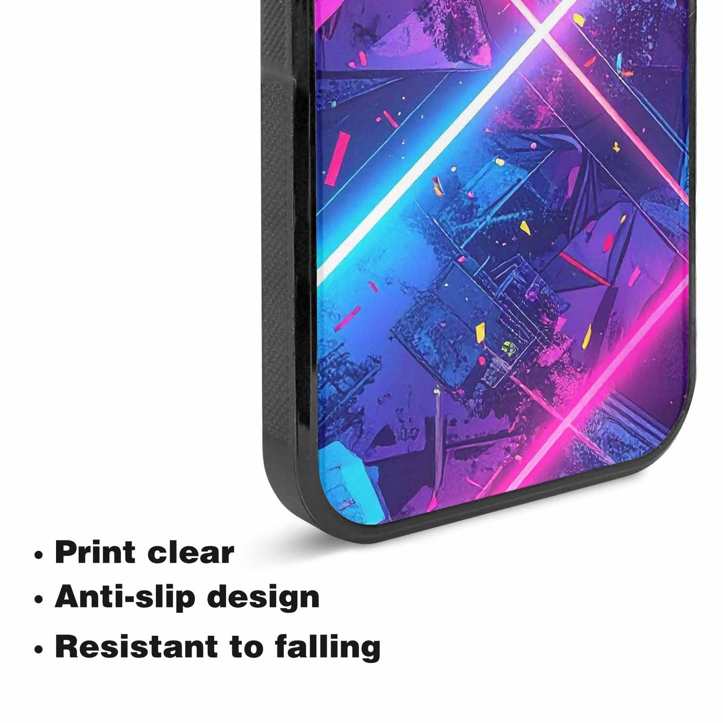 iPhone 15 Plus Case — Neon Grid Confetti, Customized Protective Case