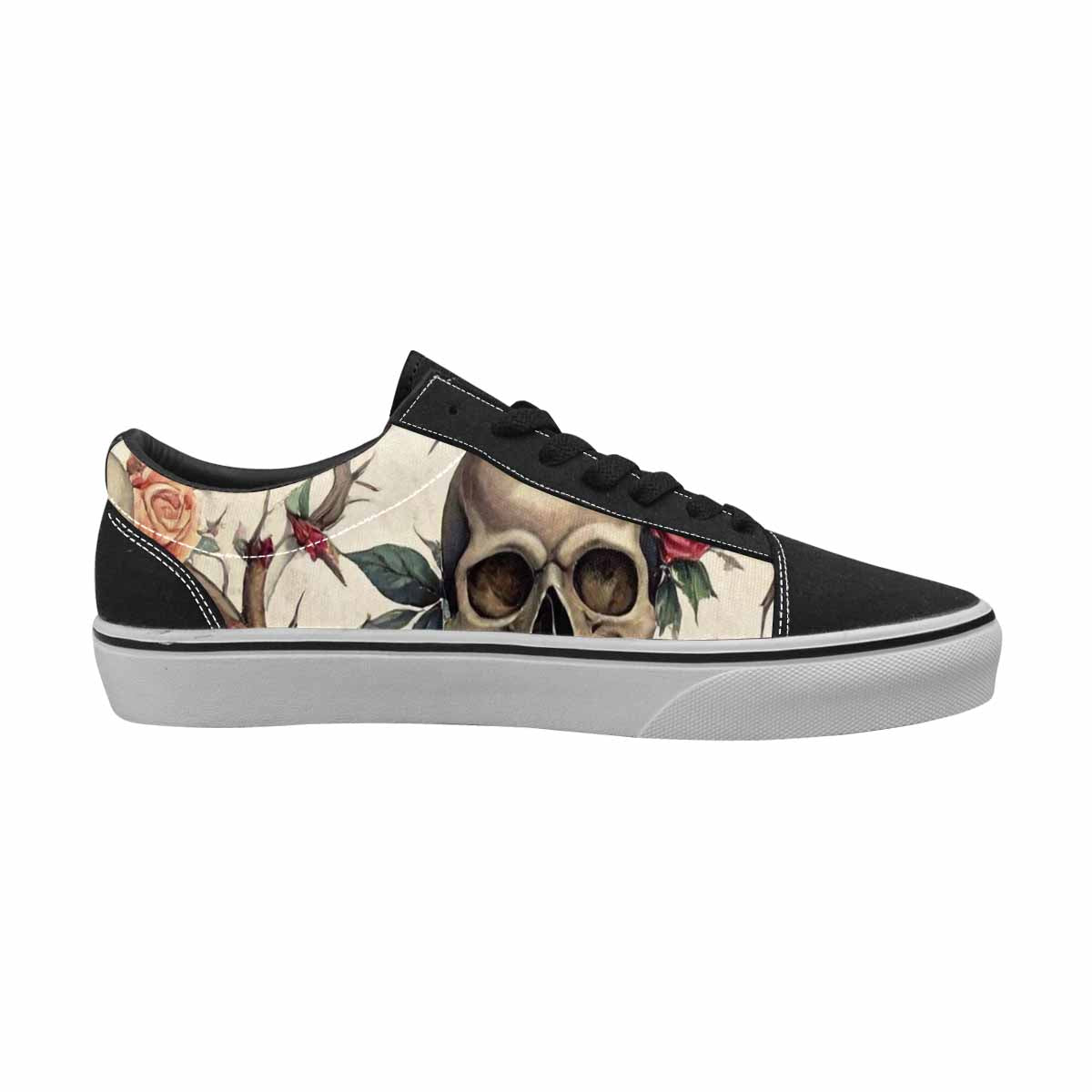 WOMEN'S Skulls - Roses Canvas Lace-Up Dark Academia Custom Shoes