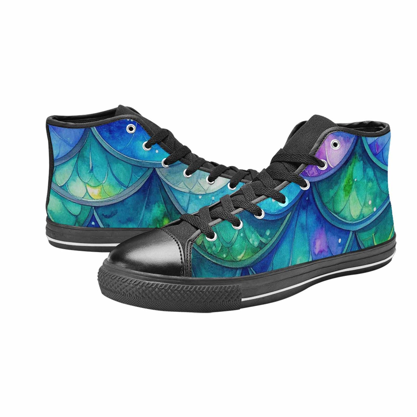 WOMEN'S Mermaid Scale High Top Canvas Aesthetic Custom Shoes