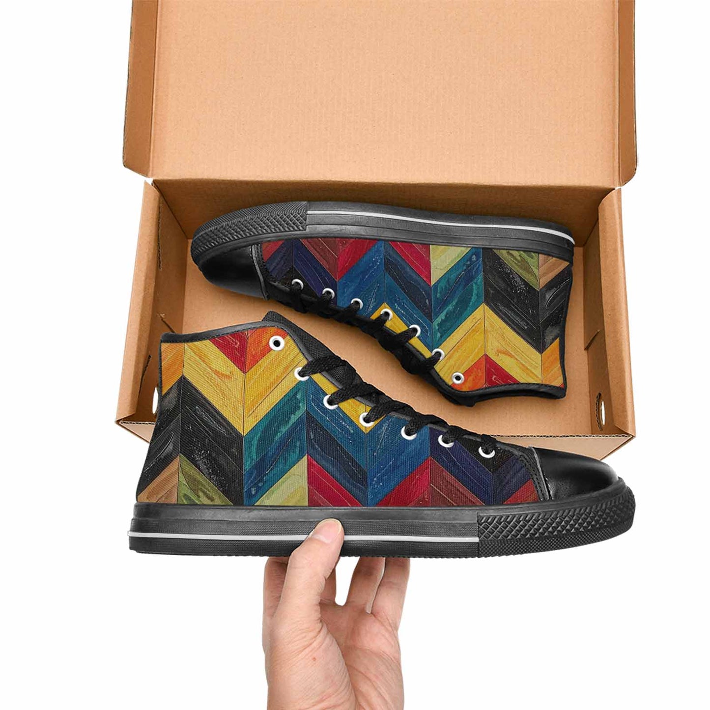 MEN'S Progress Pride Flag High Top Canvas Neon Fantasy Shoes