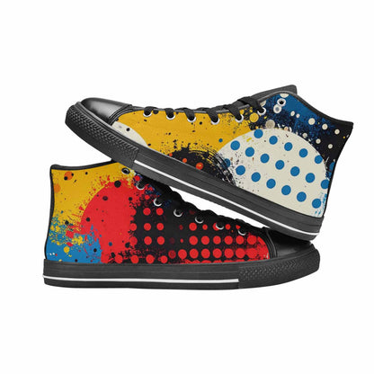 MEN'S Comic Book Halftone High Top Canvas Vibrant Chaos Custom Shoes