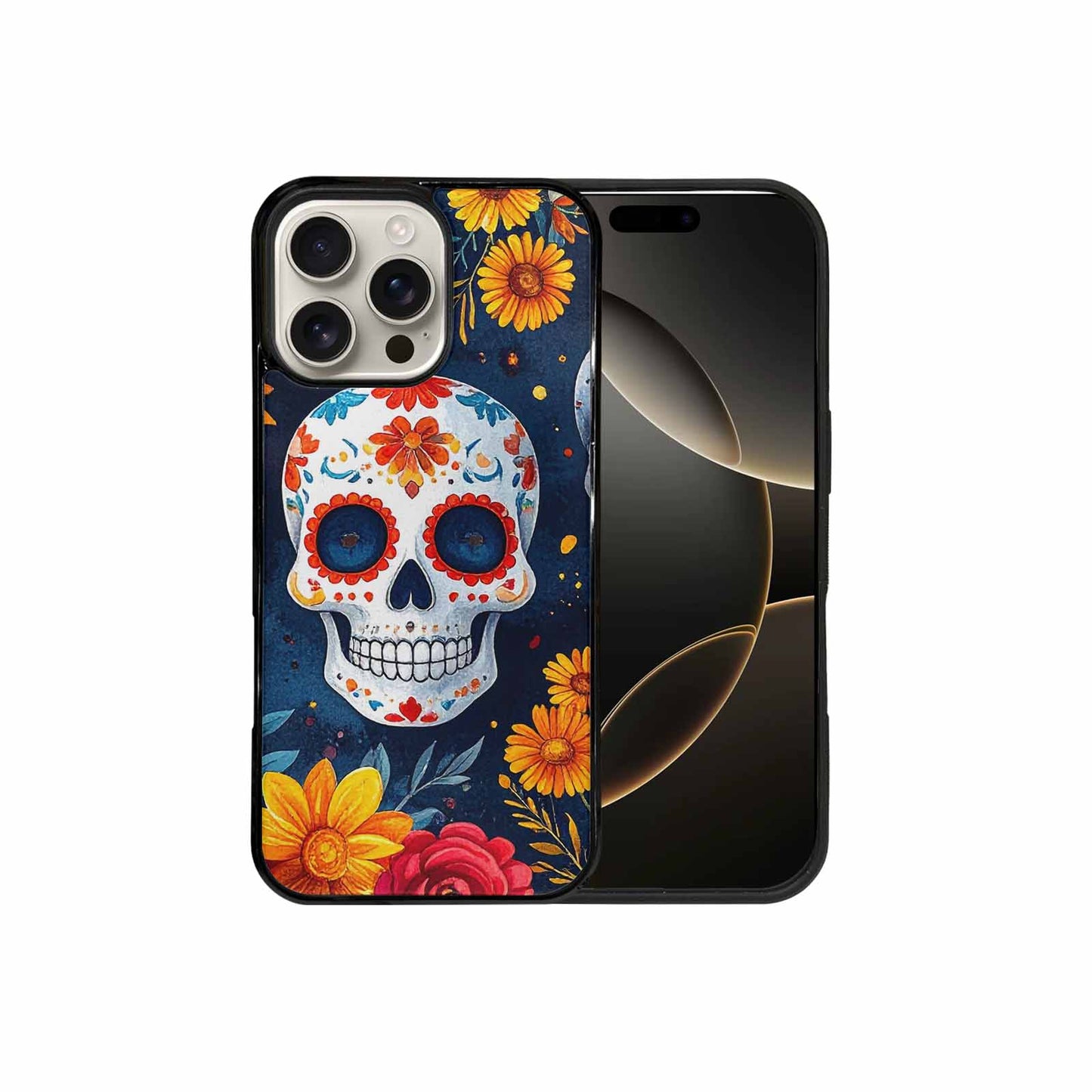 iPhone 16 Pro Max Case — Sunflower Skulls Print Custom, Personalized Phone Case