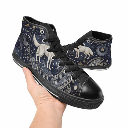 MEN'S Wolves Everywhere Collage High Top Canvas Vibrant Chaos Shoes