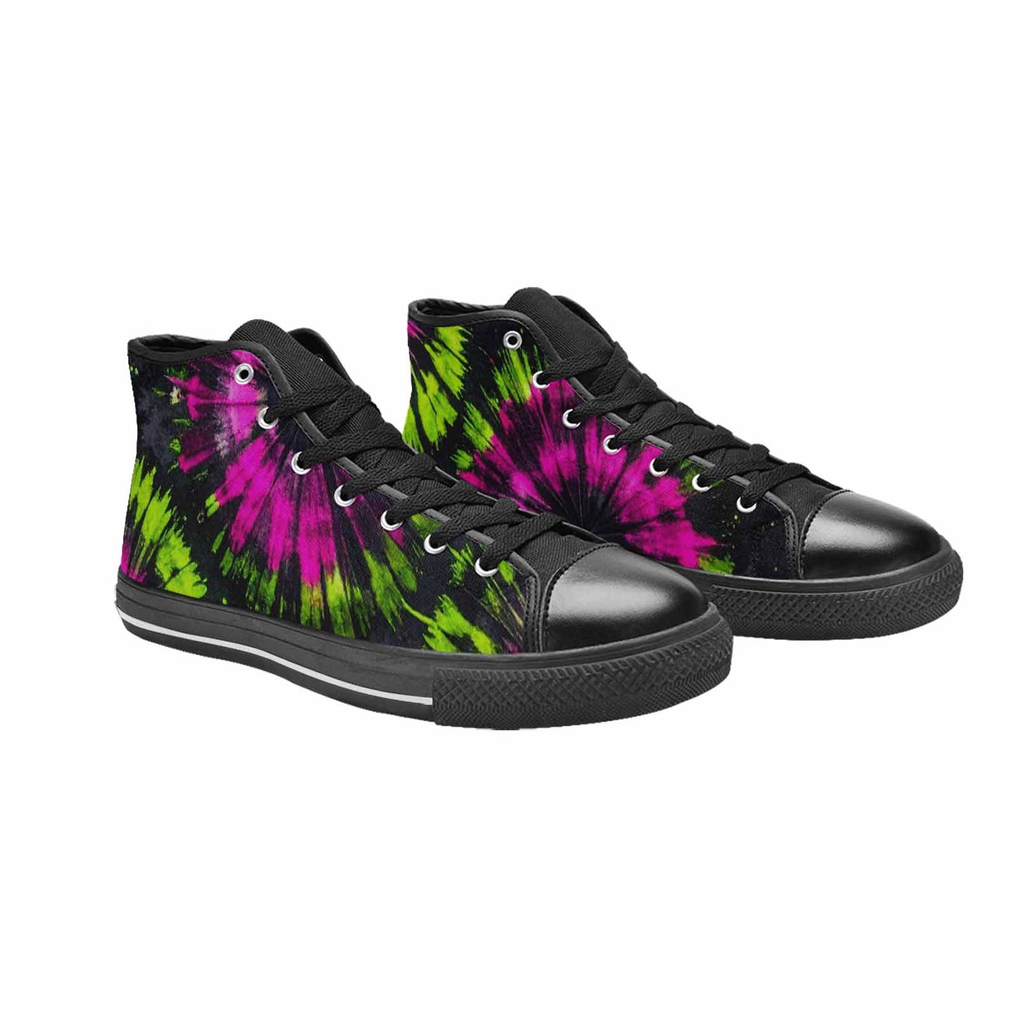WOMEN'S Acid Wash Tie Dye Neon High Top Canvas Vibrant Chaos Sneakers