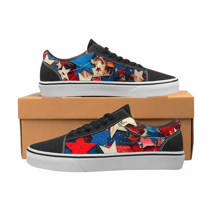 WOMEN'S Patriotic Stars Stripes Lace-Up Canvas Dark Academia Custom Sneakers