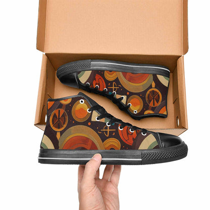 WOMEN'S Groovy 70S Peace High Top Canvas Wallpaper Art Shoes