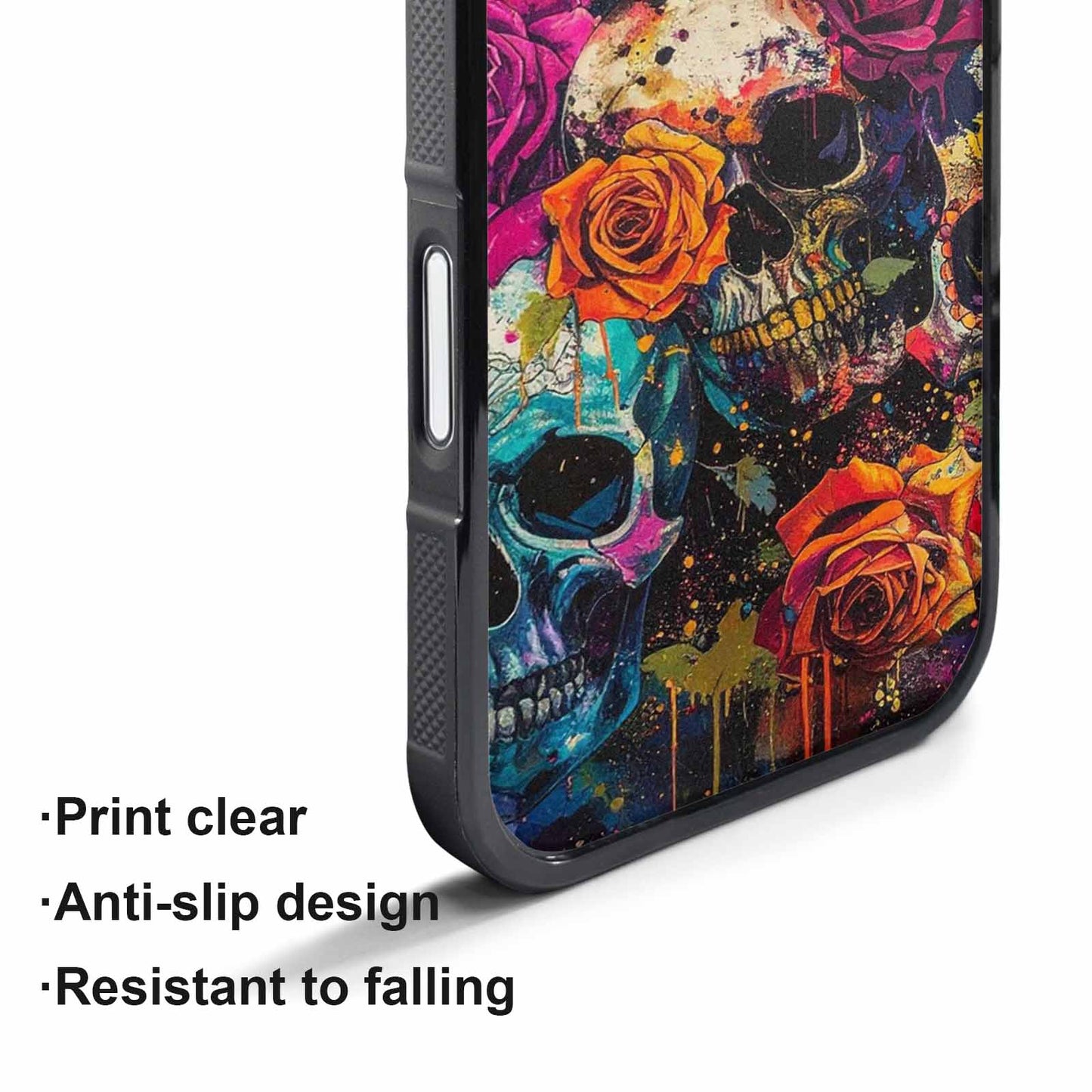 iPhone 17 Pro Max Case — Skulls Roses Acid Wash Custom Gothic, Custom Print Case Cover