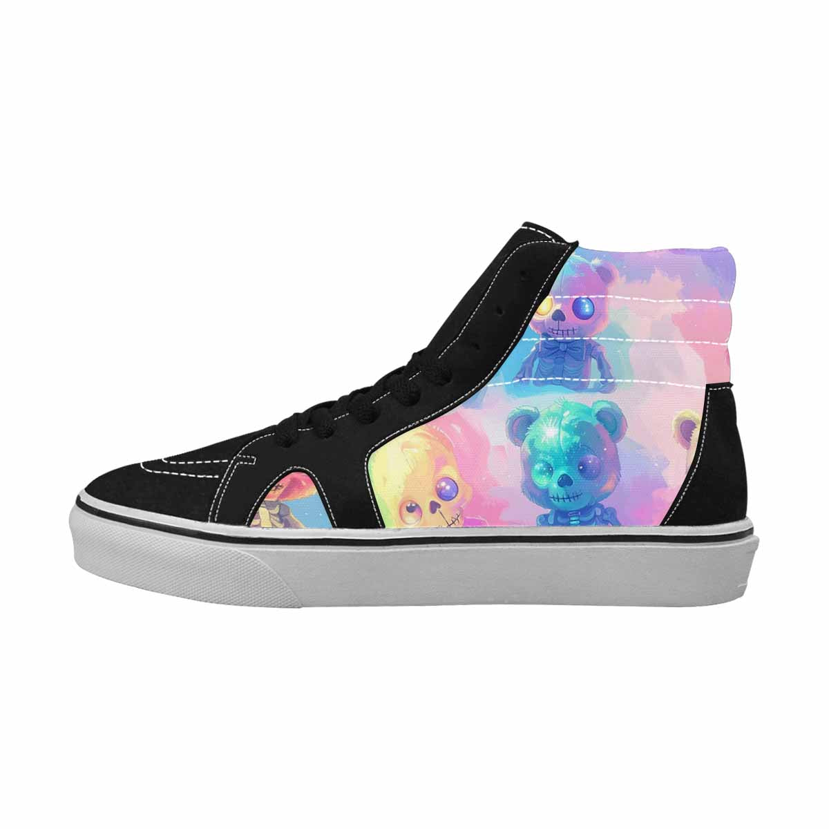 MEN'S Rainbow Teddy Skeletons Eye High Top Canvas Aesthetic Custom Shoes