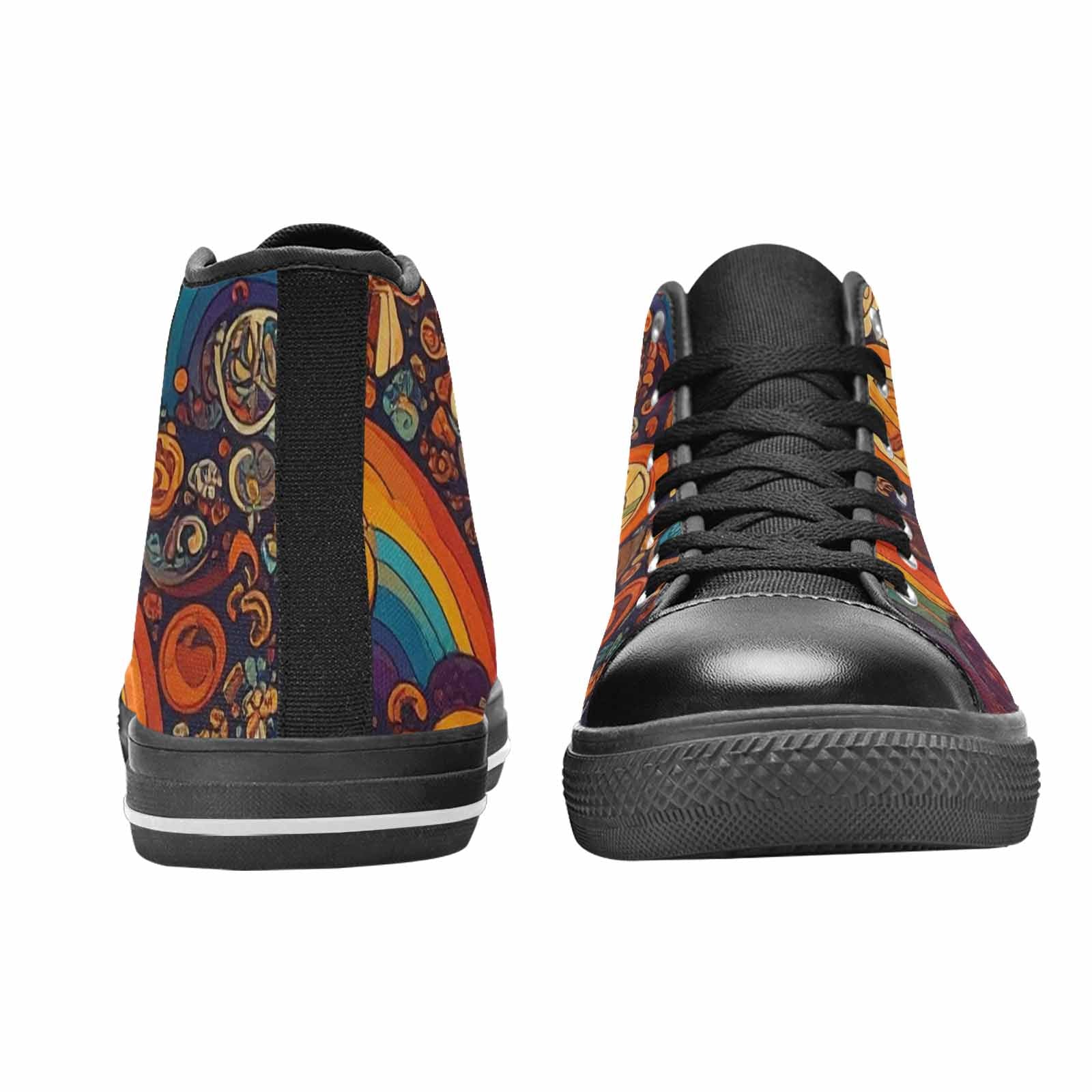 WOMEN'S Groovy 70S Peace High Top Canvas Wallpaper Art Custom Sneakers
