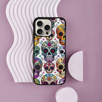 iPhone 16 Pro Max Case — Vibrant Skull Seamless, Custom Phone Case