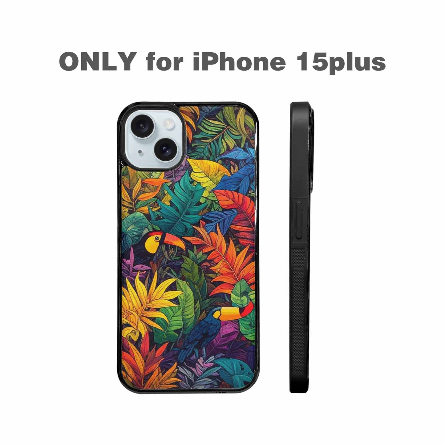 iPhone 15 Plus Case — Toucan Jungle Toucan Jungle Pattern Hundreds, Custom Designed Case Cover