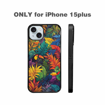 iPhone 15 Plus Case — Toucan Jungle Toucan Jungle Pattern Hundreds, Custom Designed Case Cover