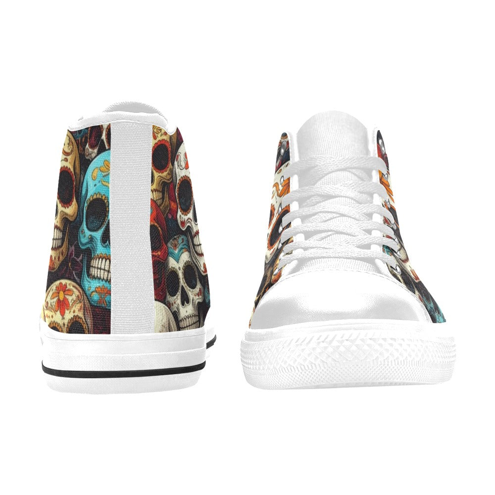 MEN'S Aggressive Comic Sugar Skull High Top Canvas Dark Academia Custom Shoes