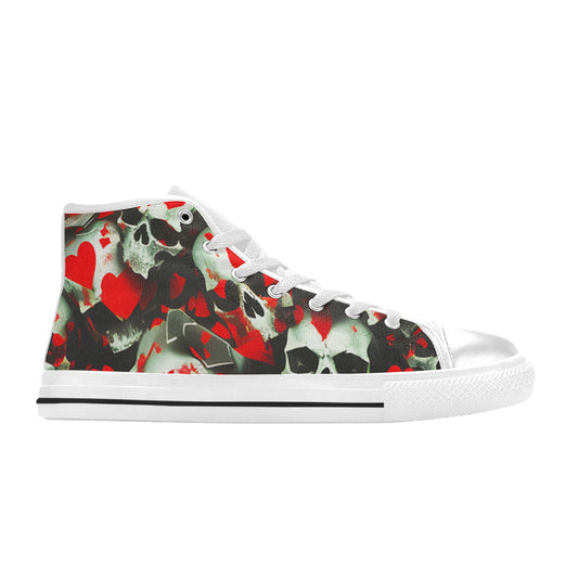 WOMEN'S Splatter Skulls High Top Canvas Dark Academia Sneakers
