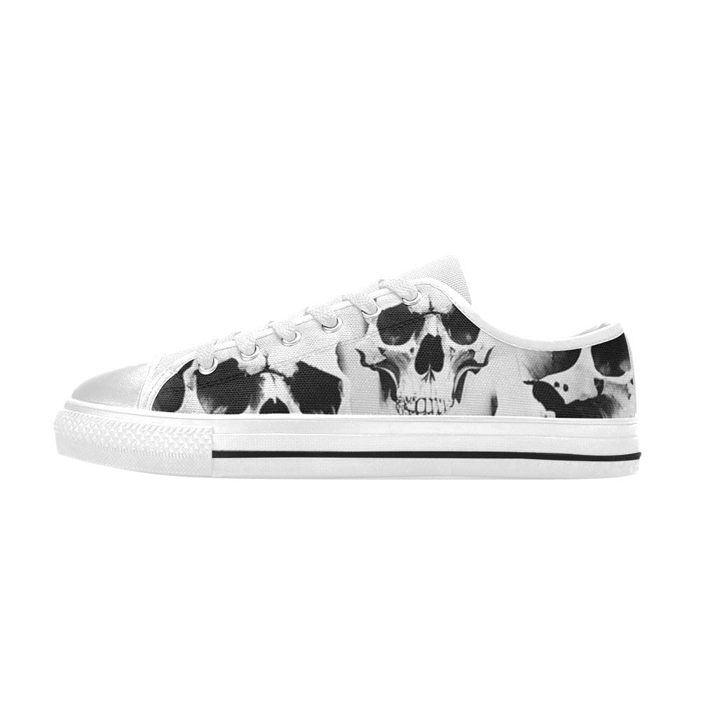 WOMEN'S Cc Grey Skull Art Canvas Neon Fantasy Sneakers