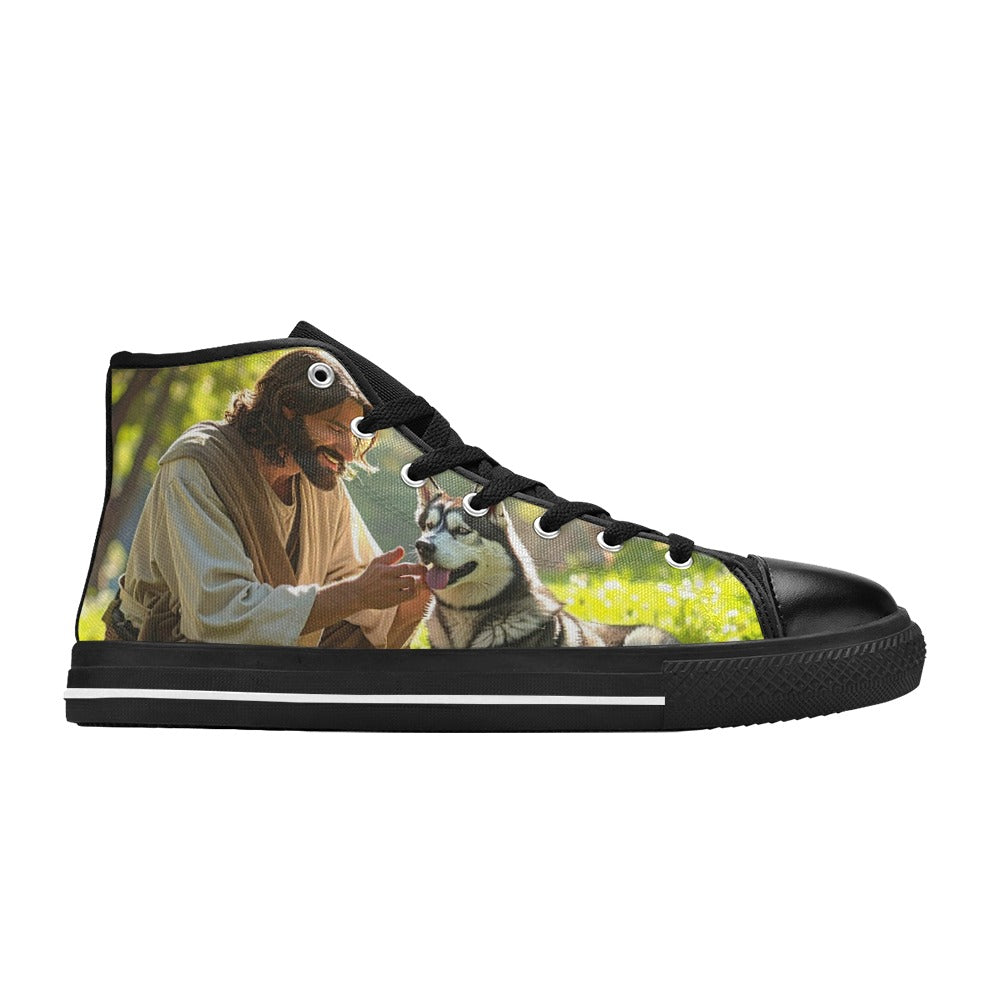 MEN'S Jesus_Ht_08 Men’S High Top Canvas Neon Fantasy Shoes