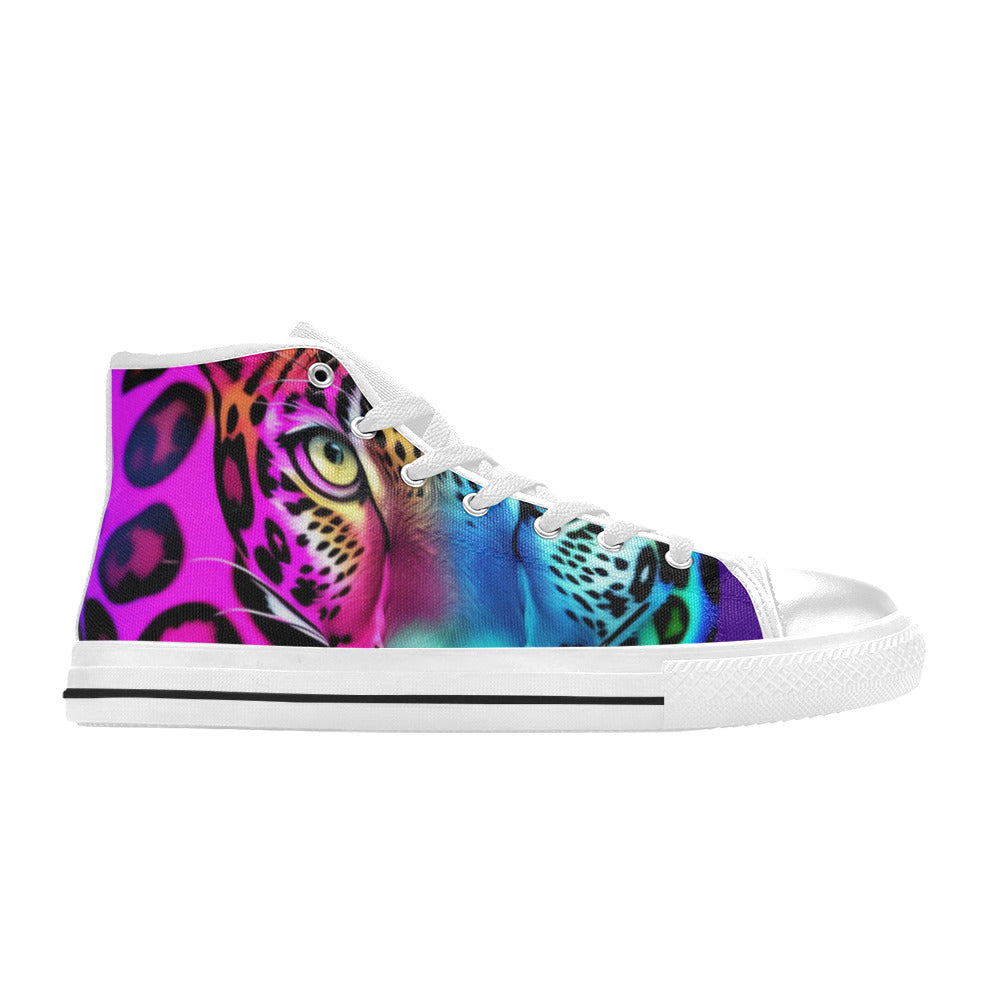 MEN'S Colored Leopard Print Art High Top Canvas Vivid Shoes