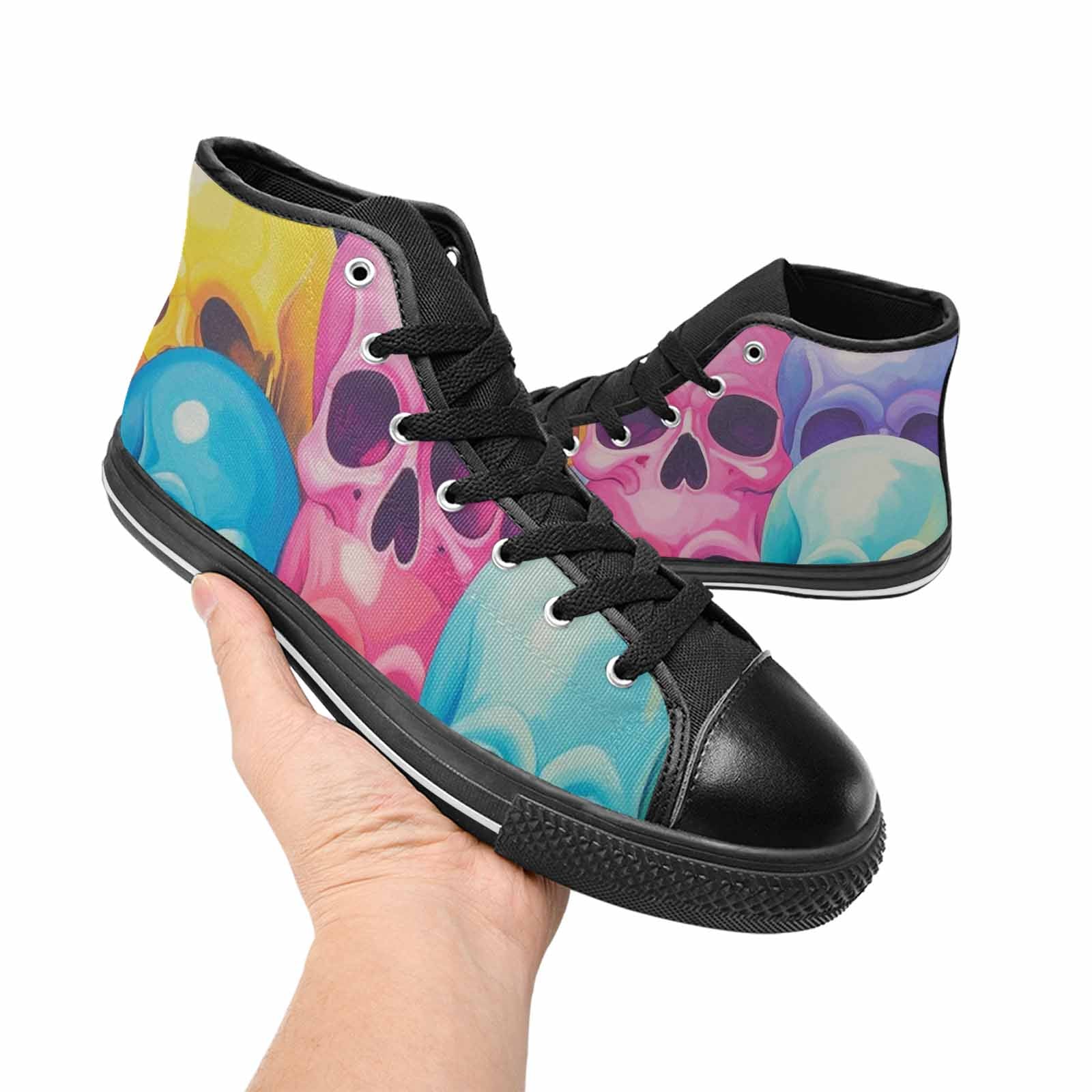 WOMEN'S Dripping Candy Skulls High Top Canvas Vivid Custom Shoes