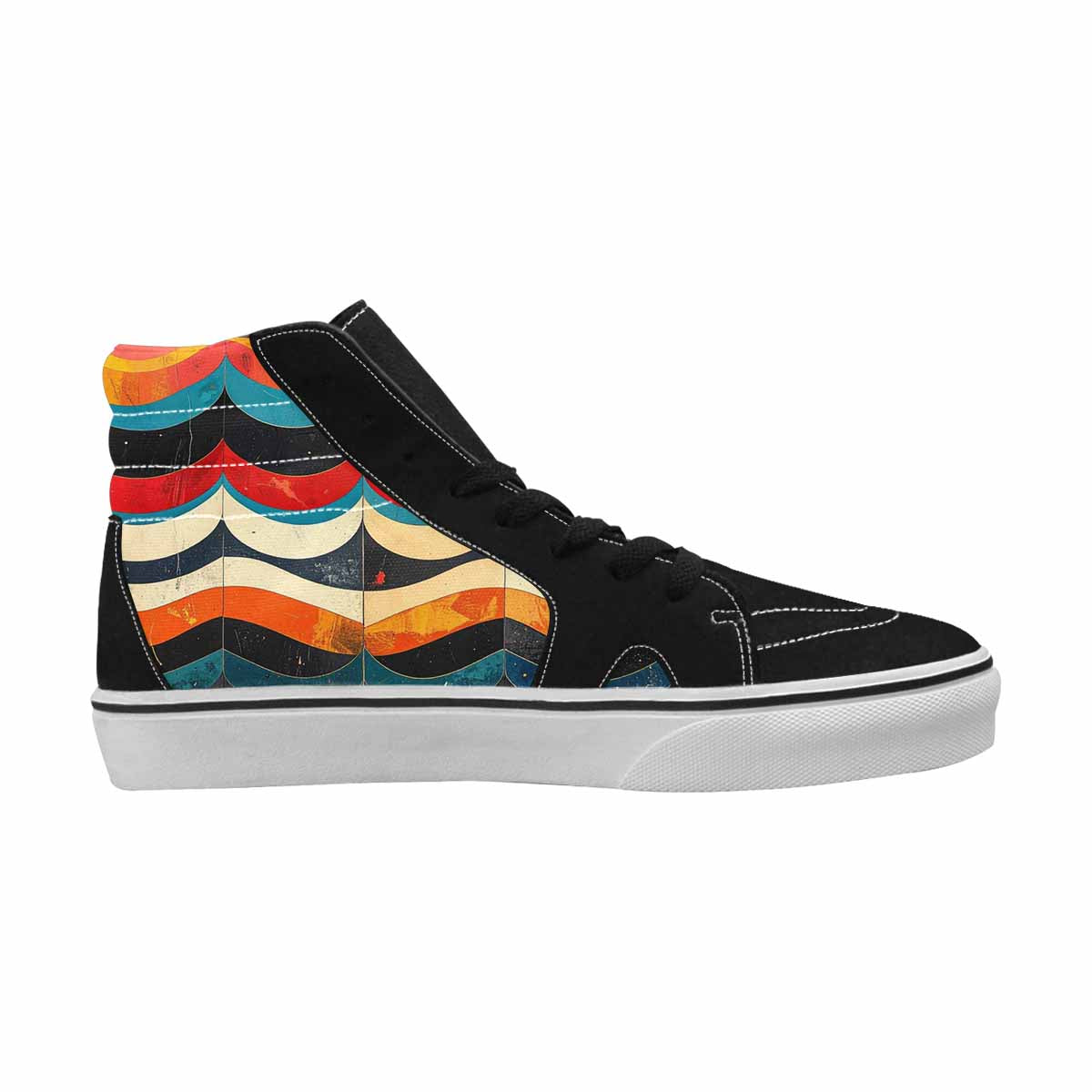 MEN'S Retro Wave Scallop Stripe High Top Canvas Y2K Custom Shoes