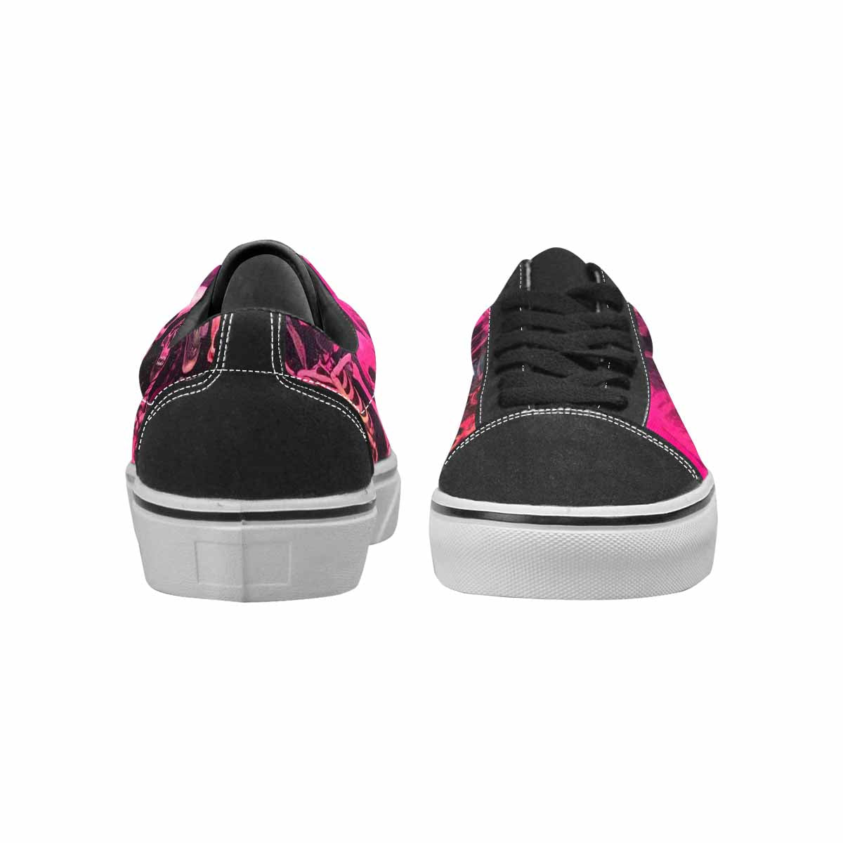 WOMEN'S Skeletons  Neon Pink Lace-Up Canvas Kaleidoscope Custom Sneakers