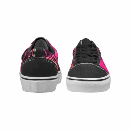 WOMEN'S Skeletons  Neon Pink Lace-Up Canvas Kaleidoscope Custom Sneakers