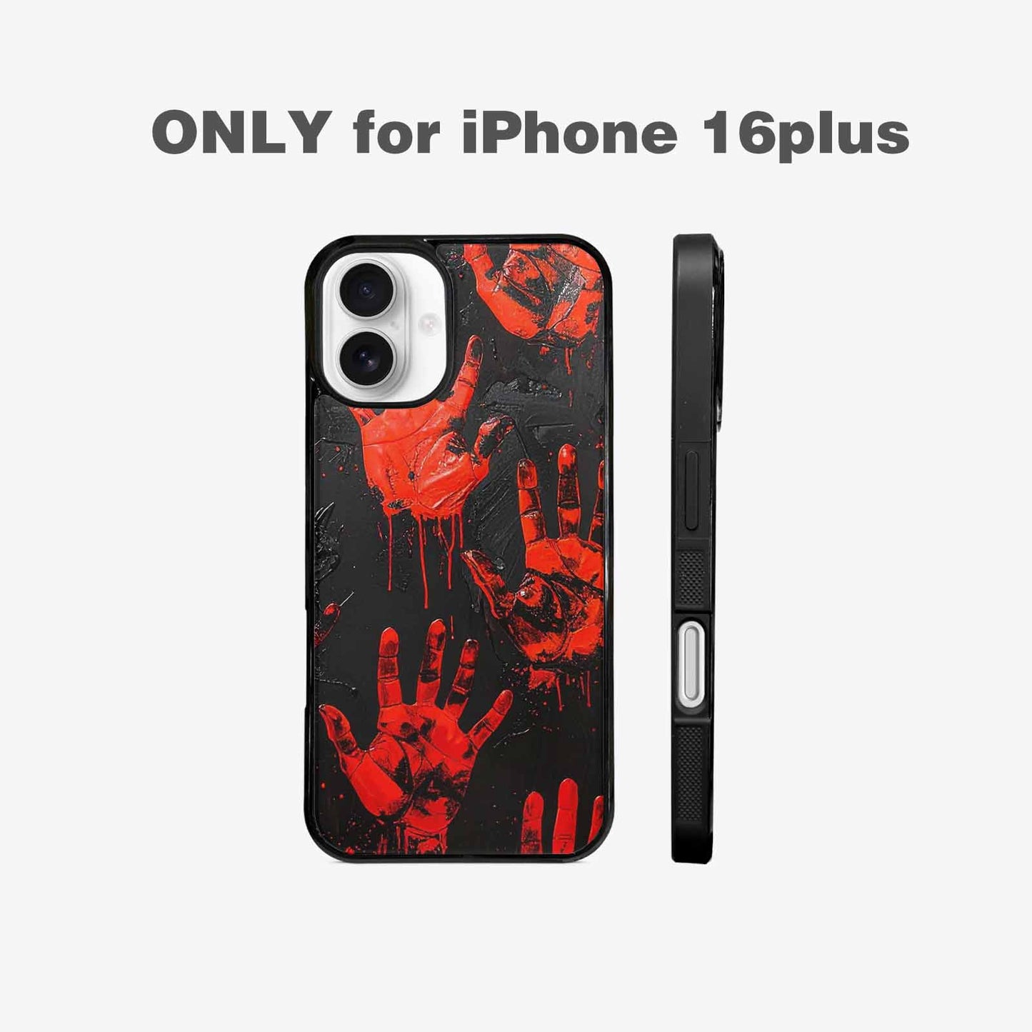 iPhone 16 Plus Case — Halloween Splatter Handprint, Customized Protective Case