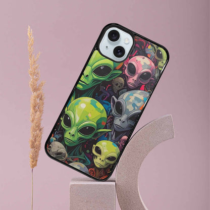 iPhone 15 Plus Case — Aliens Camo Aliens Pattern Hundreds Of, Custom Printed Phone Case
