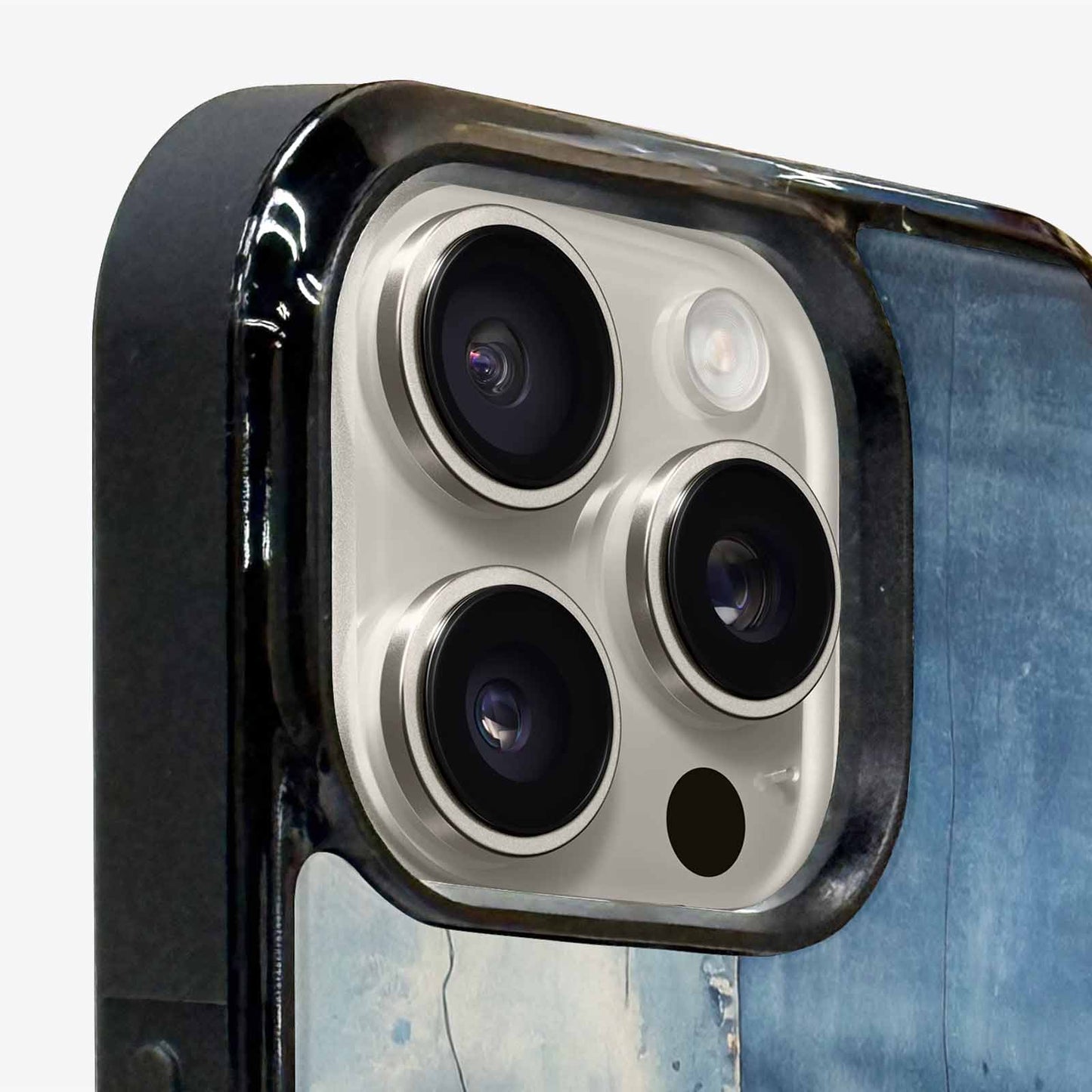 iPhone 15 Pro Max Case — Denim Distressed Textures Print Edge To, Custom Printed Phone Case