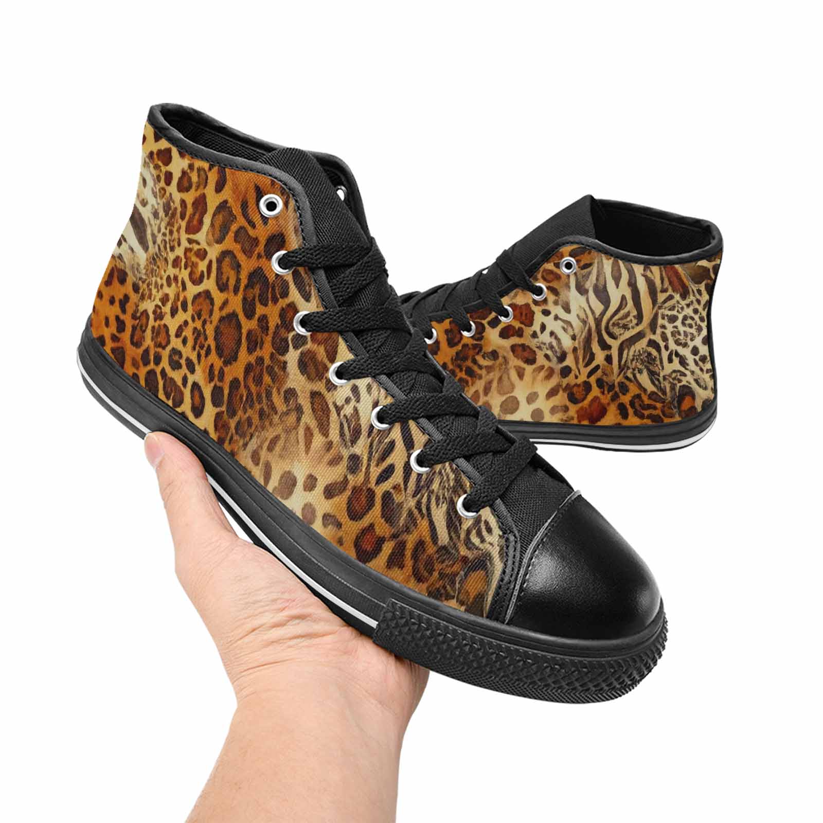MEN'S Animal Print High Top Canvas Wallpaper Art Custom Shoes