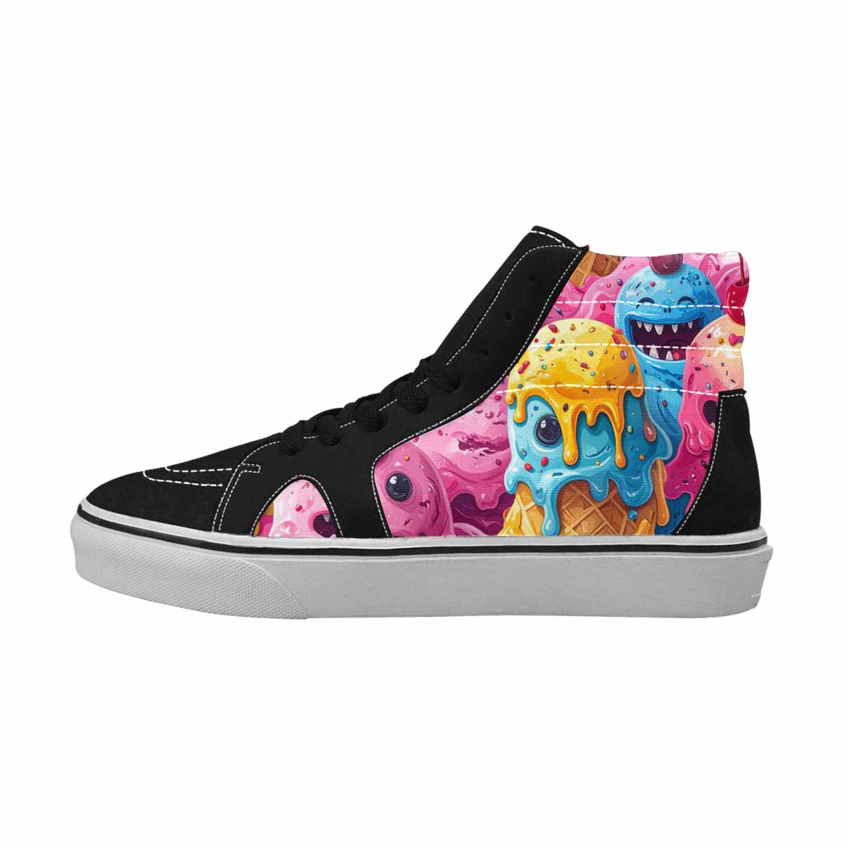 MEN'S Melting Icecream Monster Cherry High Top Canvas Dark Academia Shoes