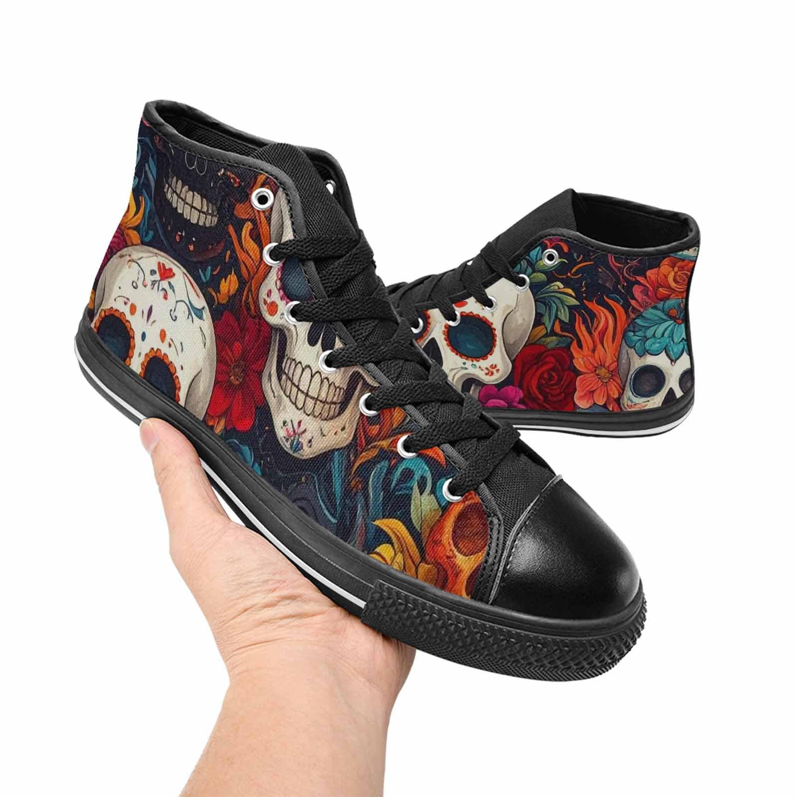 MEN'S Skull High Top Canvas Wallpaper Art Sneakers