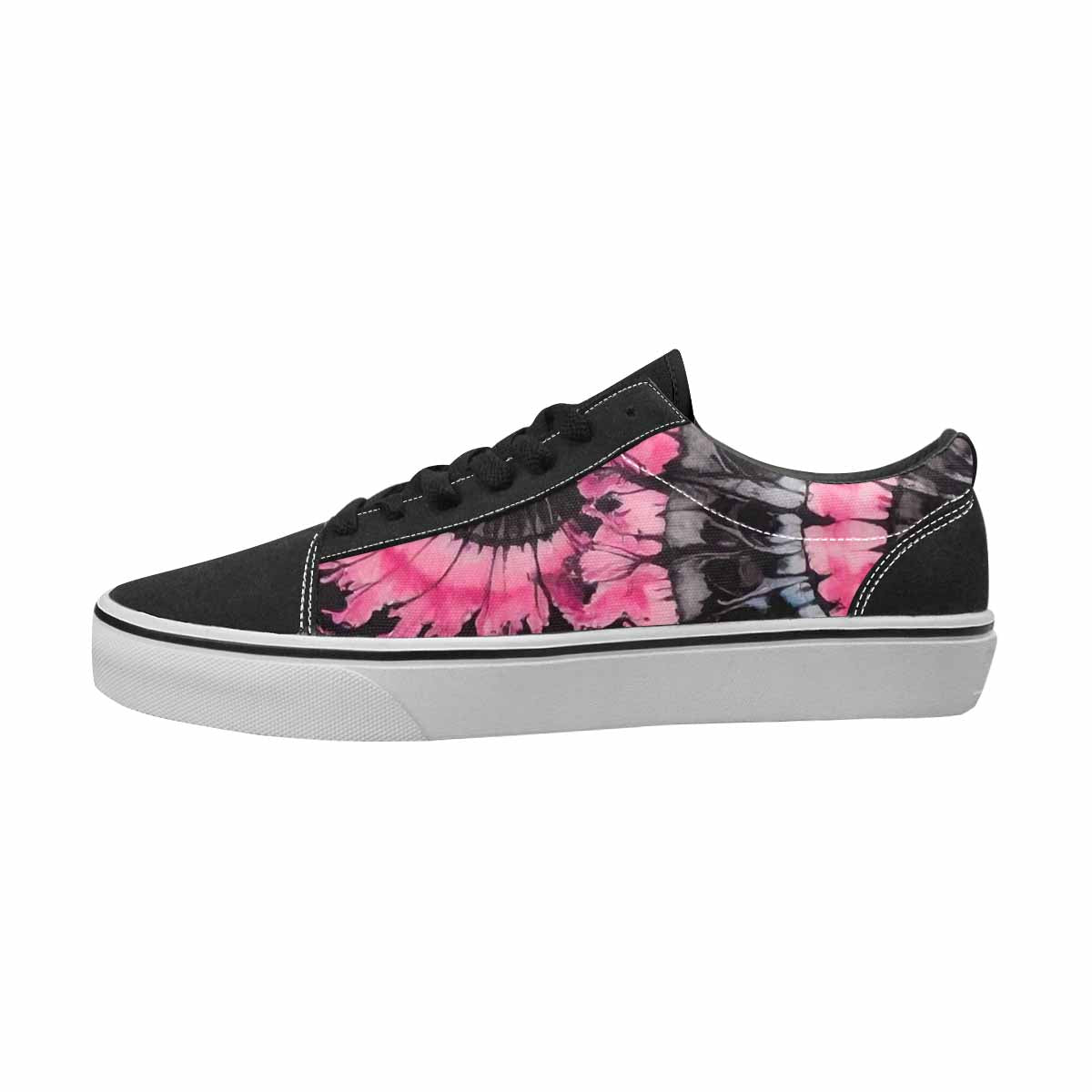 MEN'S Tie Dye Black & Pink Ink Canvas Custom Design Kaleidoscope Handmade Custom Shoes