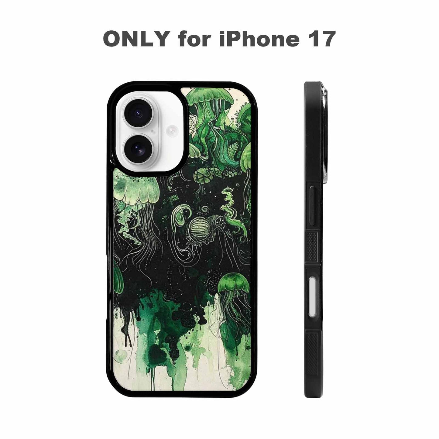 iPhone 17 Case — Sea Creature Burst Black Original Art, Custom Print Case Cover