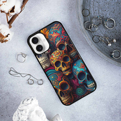 iPhone 16 Plus Case — Skull Waves, Unique Phone Case Design