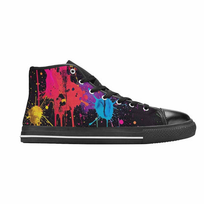 WOMEN'S Paint Splatter High Top Canvas Grunge Custom Shoes