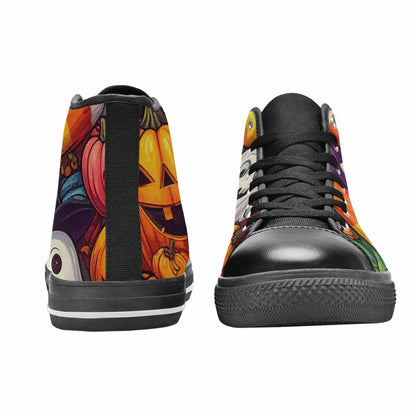 MEN'S Halloween Witches Ghouls High Top Canvas Vibrant Chaos Shoes