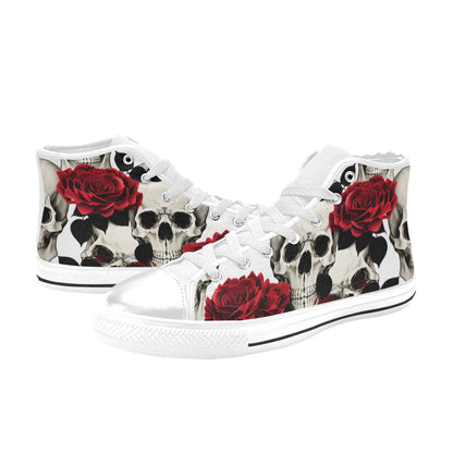 MEN'S Skulls Roses Deluxe 6 High Top Canvas Cottagecore Custom Shoes