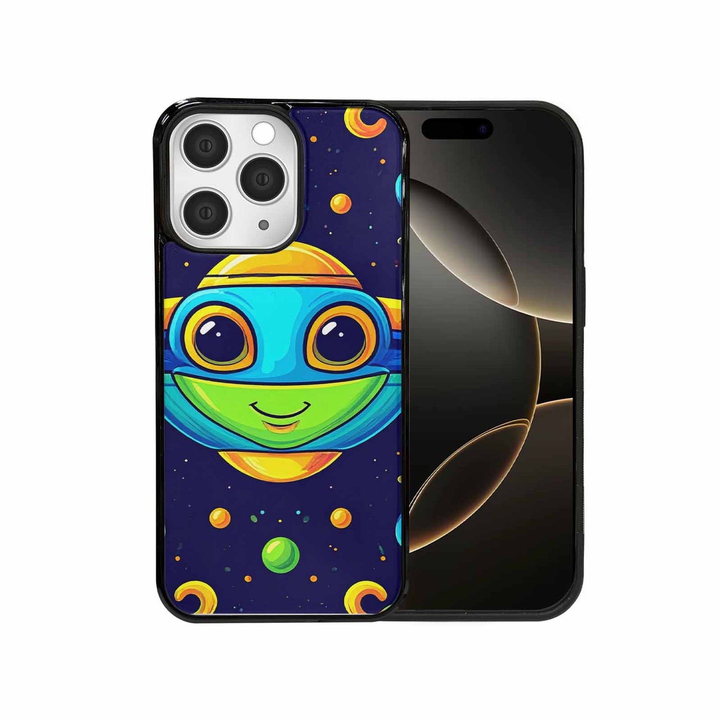 iPhone 15 Pro Max Case — Alien Ufo Cartoon Art Pattern, Personalized Phone Case