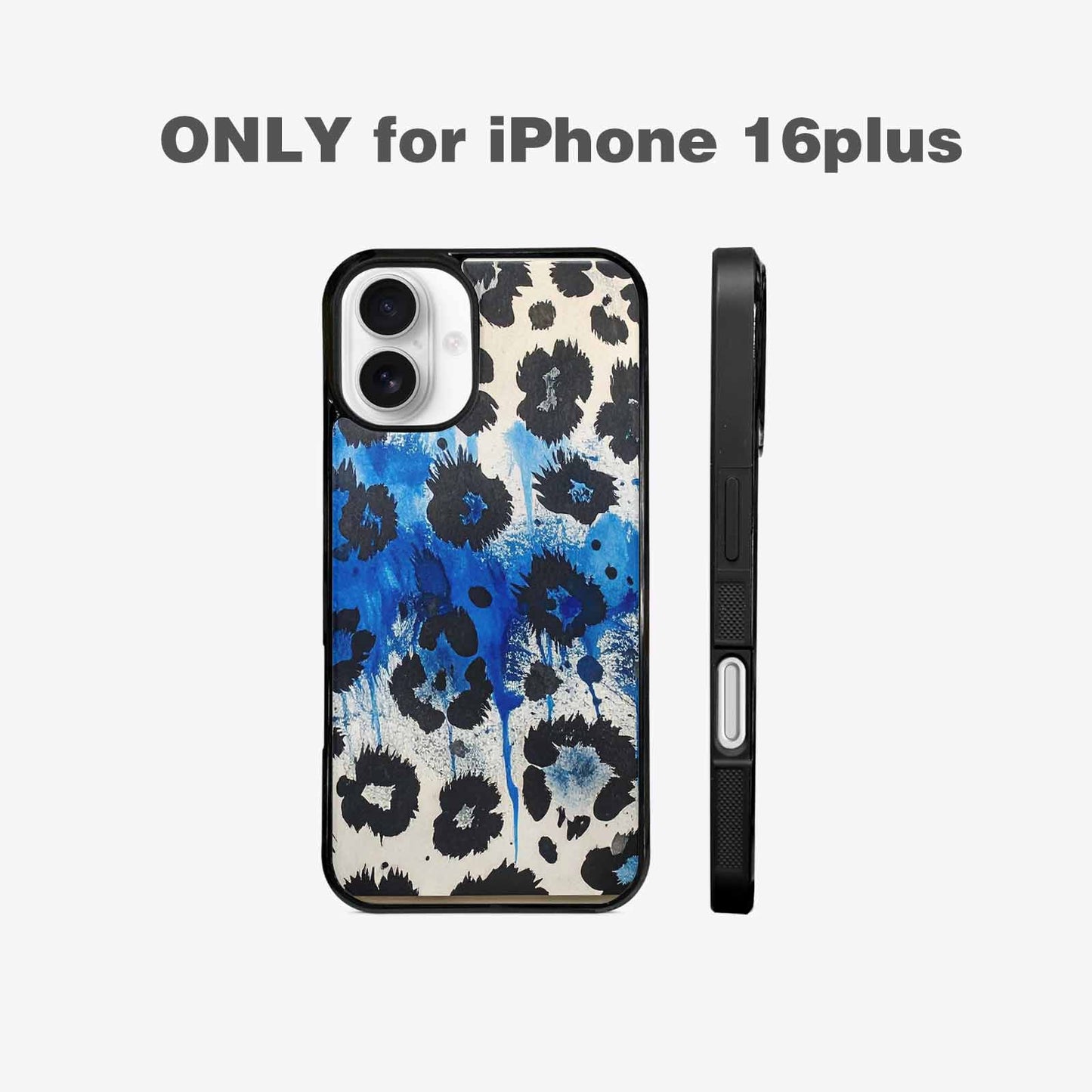iPhone 16 Plus Case — Animal Print Black Blue Ink Animal, Custom Art Phone Cover