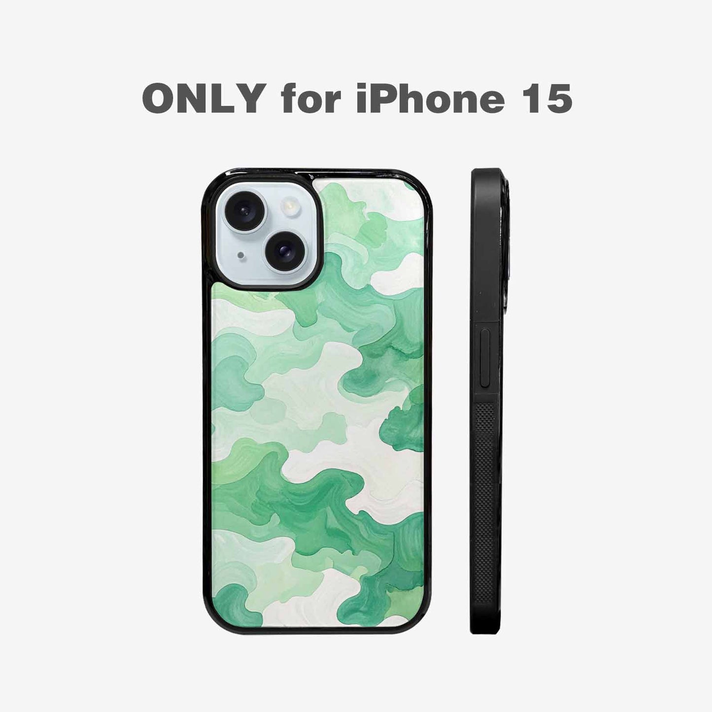 iPhone 15 Case — Camo Mint Green White, Custom Art Phone Cover
