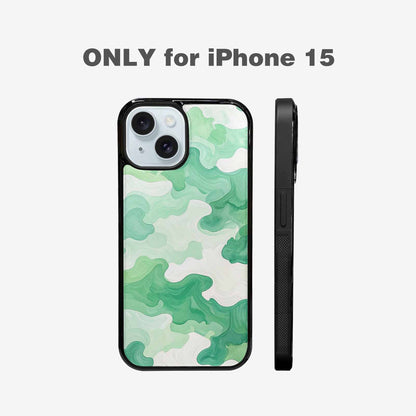 iPhone 15 Case — Camo Mint Green White, Custom Art Phone Cover